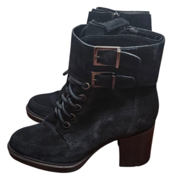 AQUATALIA Suede Lace-Up Buckle Platform Ankle Boots 6 - Picture 7 of 15